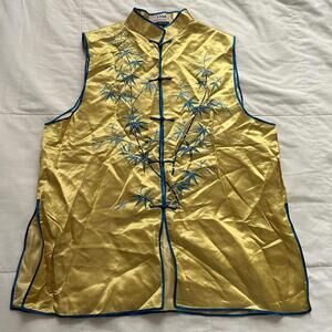 Vintage Gold and blue m Chinese vest top Size small